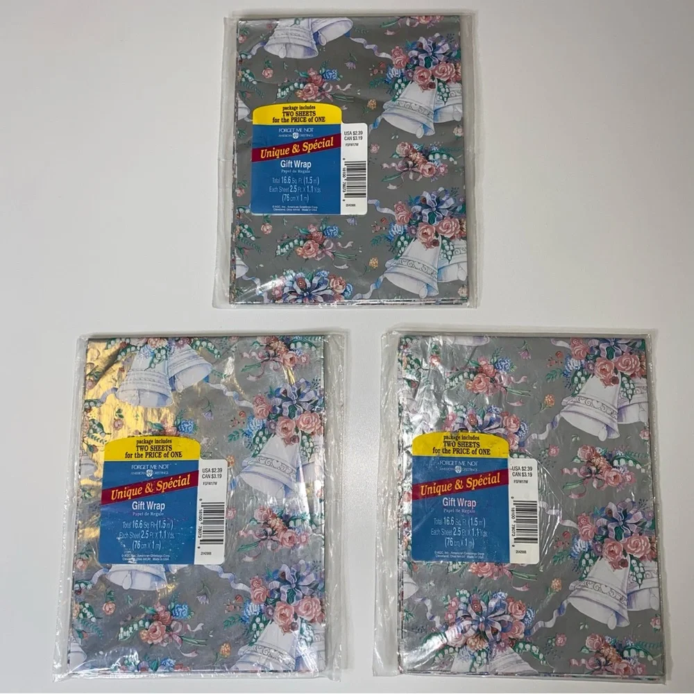 NWT Vintage American Greetings Gift Wrap Bridal Birthday Wedding Bundle of 7